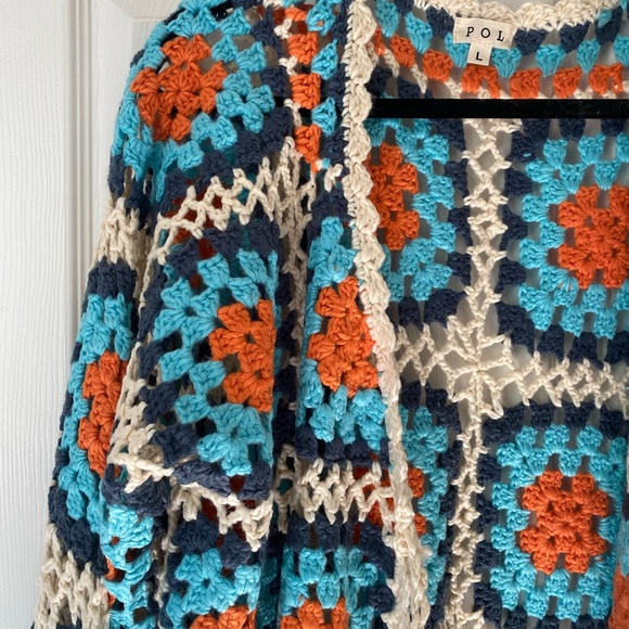 NWOT POL Longline Crochet Knit Cardigan with Front Tassel Tie - Picture 2 of 6